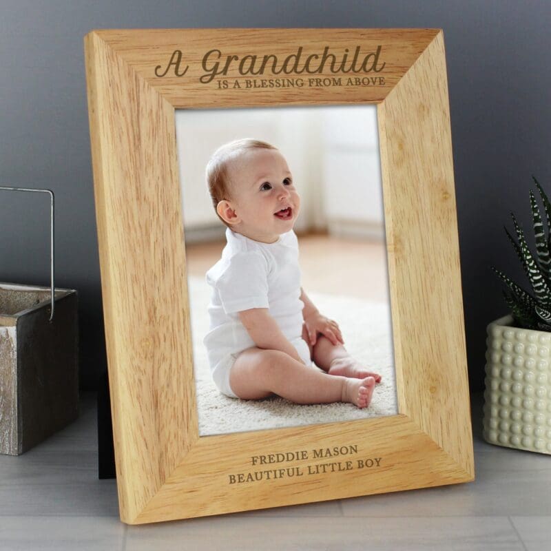 Personalised 'A Grandchild is a Blessing' 5x7 Wooden Photo Frame