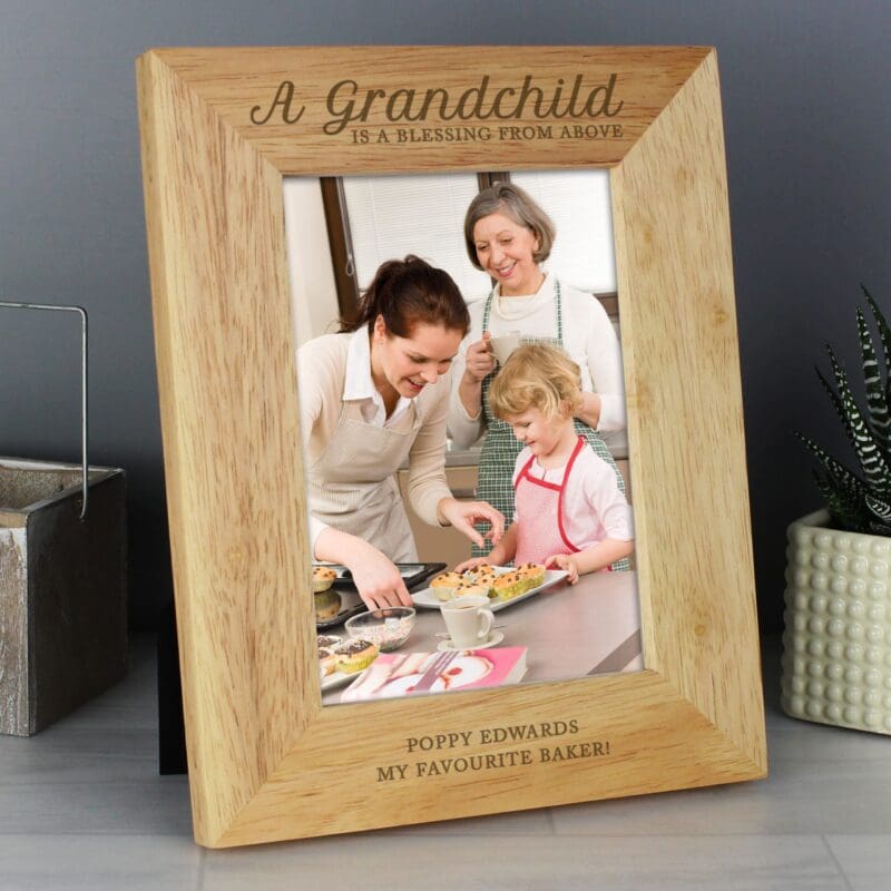Personalised 'A Grandchild is a Blessing' 5x7 Wooden Photo Frame