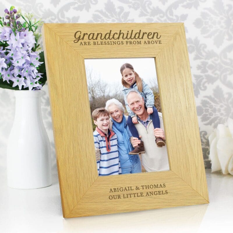 Personalised Grandchildren Are A Blessing 6x4 Oak Finish Photo Frame