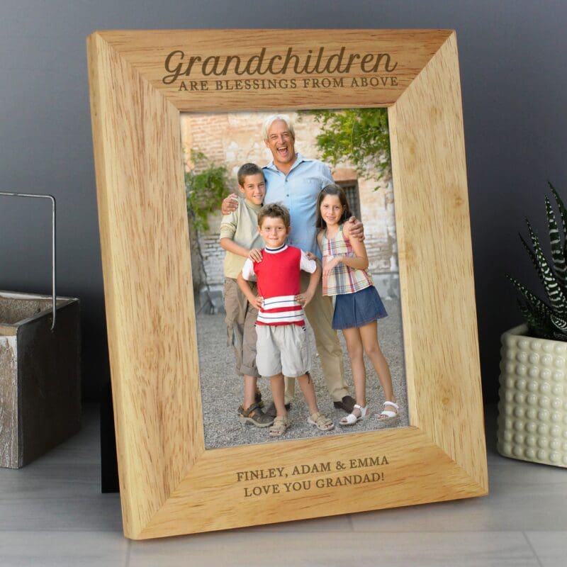 Personalised 'Grandchildren are a Blessing' 5x7 Wooden Photo Frame