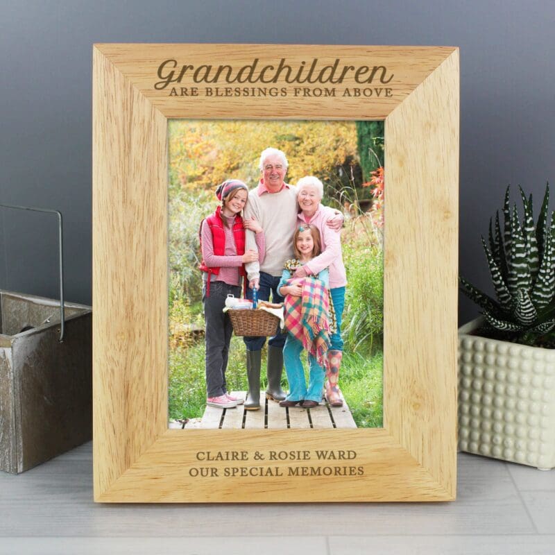 Personalised 'Grandchildren are a Blessing' 5x7 Wooden Photo Frame