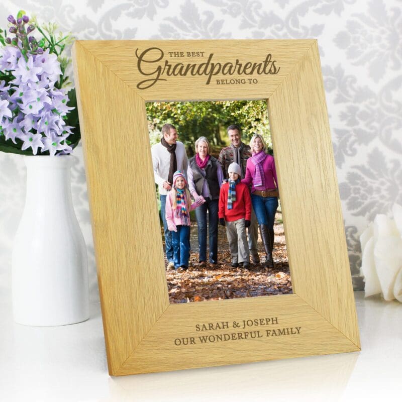 Personalised The Best Grandparents 6x4 Oak Finish Photo Frame