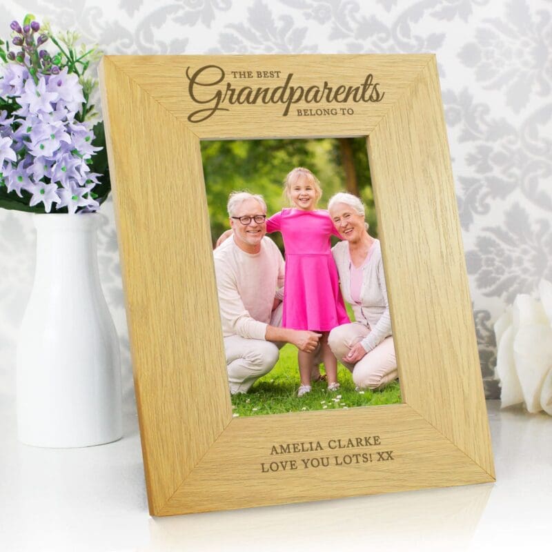 Personalised The Best Grandparents 6x4 Oak Finish Photo Frame