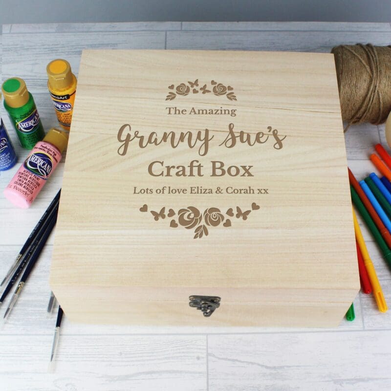 Personalised Any Role 'Floral Watercolour Wedding' Large Wooden Keepsake Box
