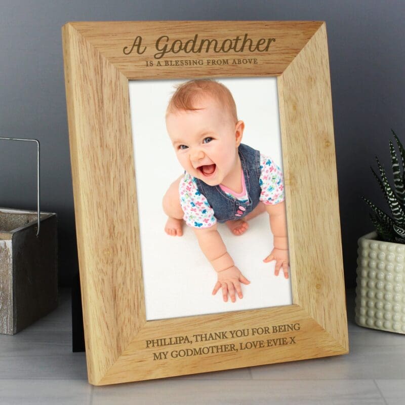 Personalised Godmother 5x7 Wooden Photo Frame