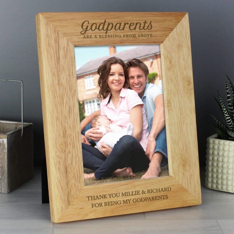 Personalised Godparents 5x7 Wooden Photo Frame