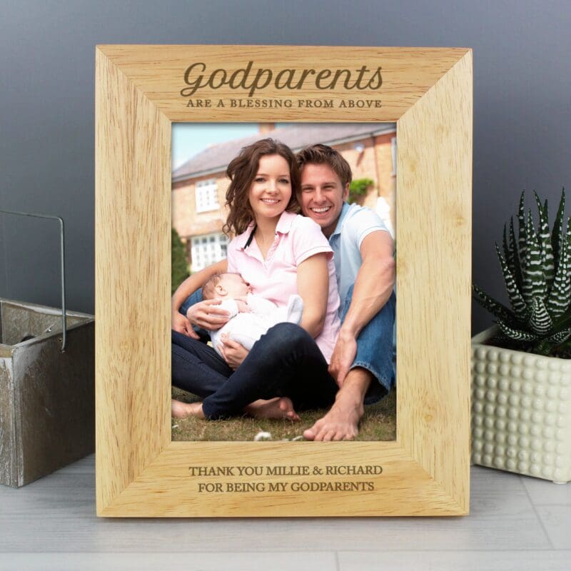 Personalised Godparents 5x7 Wooden Photo Frame