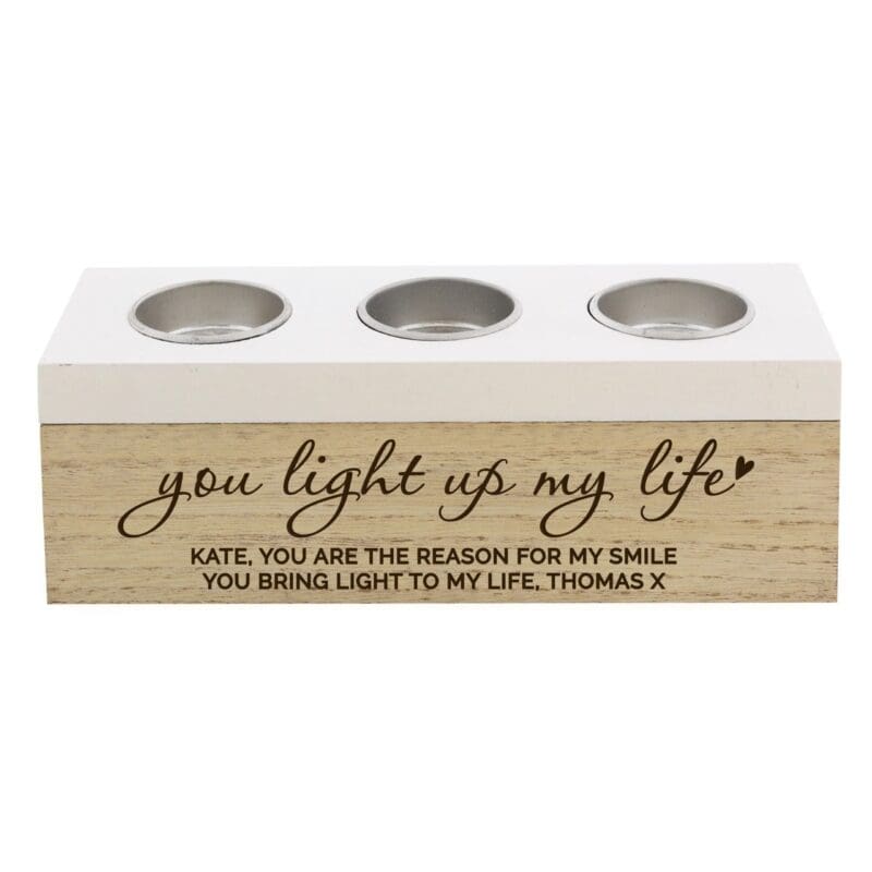 Personalised You Light Up My Life Triple Tea Light Box