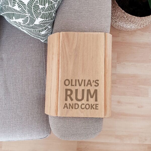 Personalised Large Free Text Wooden Sofa Tray 1 Personalised Large Free Text Wooden Sofa Tray