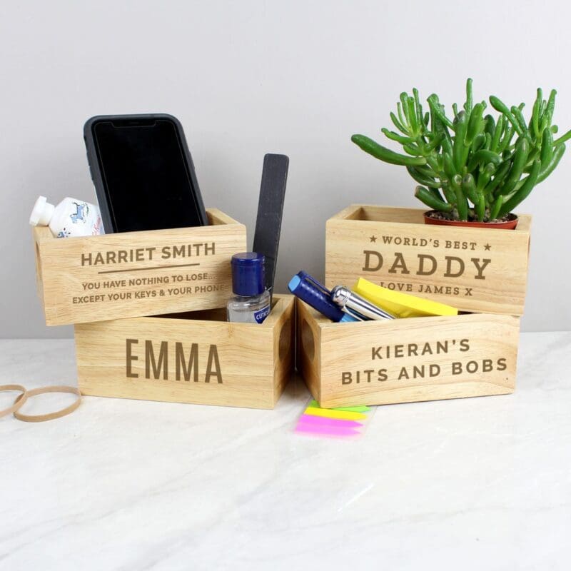 Thoughtful Gifts for Starting College 8 Personalised Free Text Mini Wooden Crate