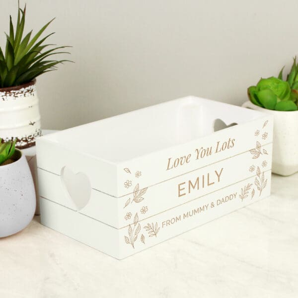 Personalised Free Text White Wooden Crate