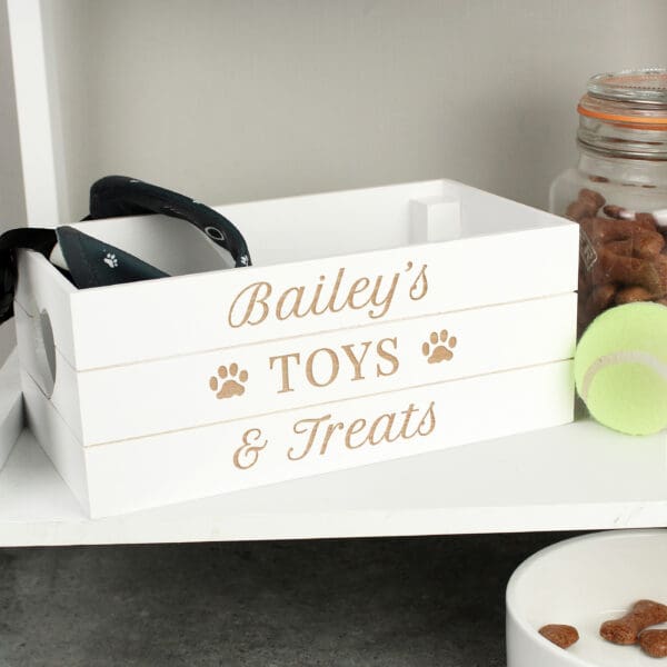 Personalised Pets White Wooden Crate 2 Personalised Pets White Wooden Crate