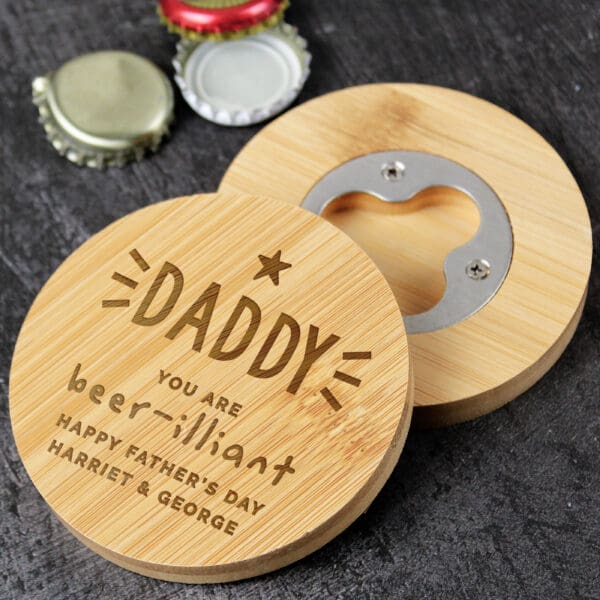 Personalised Star Bamboo Bottle Opener Coaster 17 Personalised Star Bamboo Bottle Opener Coaster