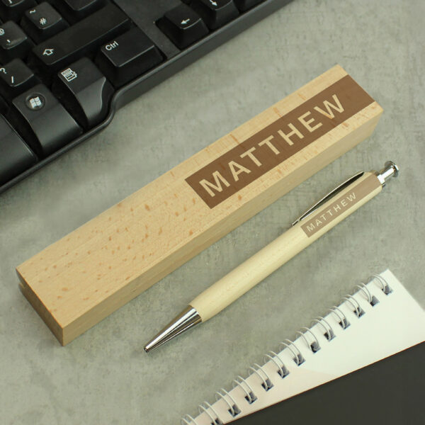 Personalised Name Only Wooden Pen and Box 2 P0111F55 1