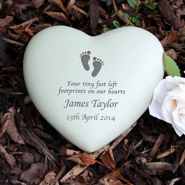 Personalised Footprints Heart Memorial