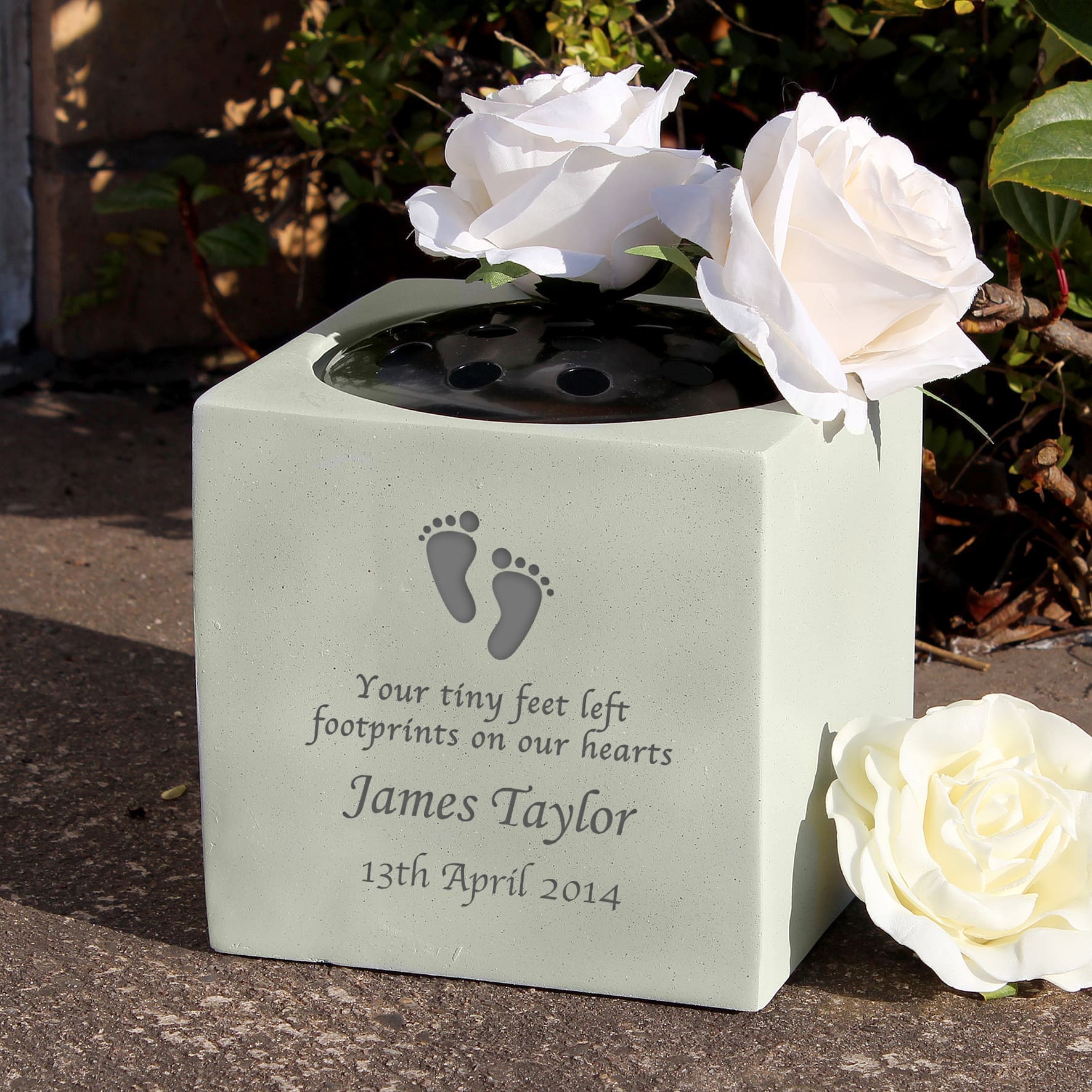 Personalised Footprints Memorial Vase 1 Personalised Footprints Memorial Vase