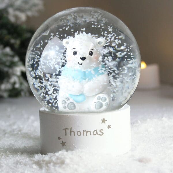 Personalised Polar Bear Any Name Snow Globe