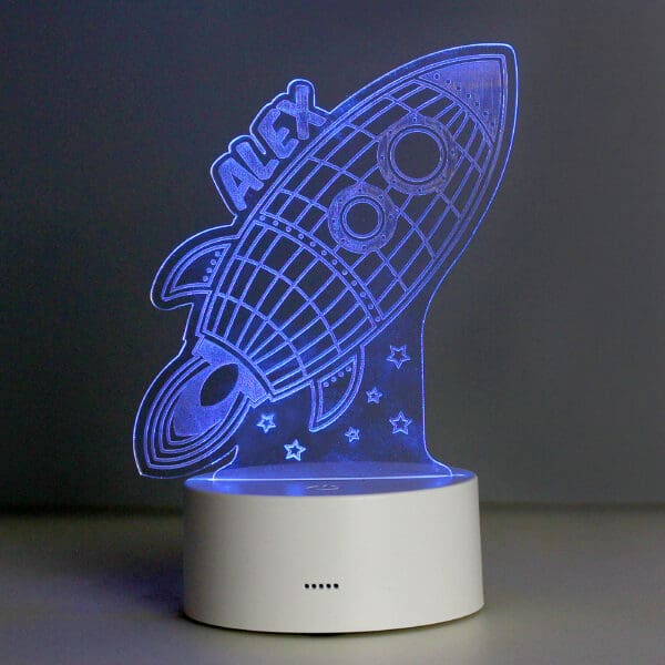 Personalised Space Rocket LED Colour Changing Wireframe Night Light