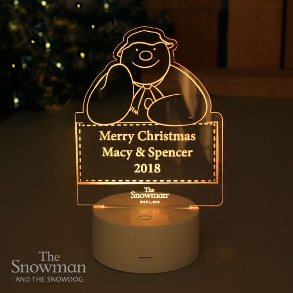 Personalised The Snowman LED Colour Changing Decoration & Night Light