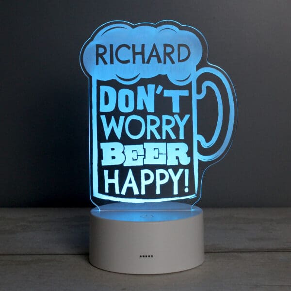 Personalised "Beer Happy"  LED Colour Changing Light