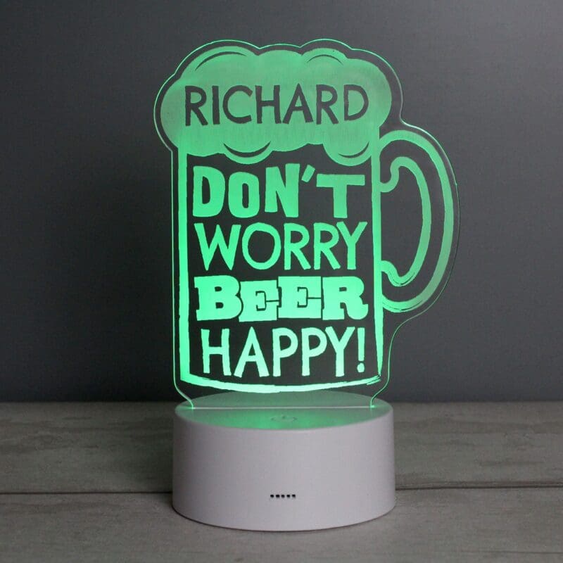 Personalised "Beer Happy"  LED Colour Changing Light