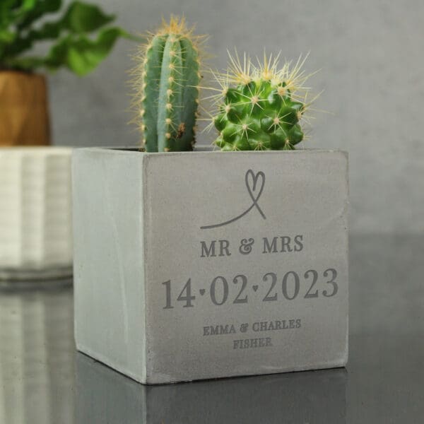 Personalised Large Date Concrete Plant Pot 16 Personalised Large Date Concrete Plant Pot