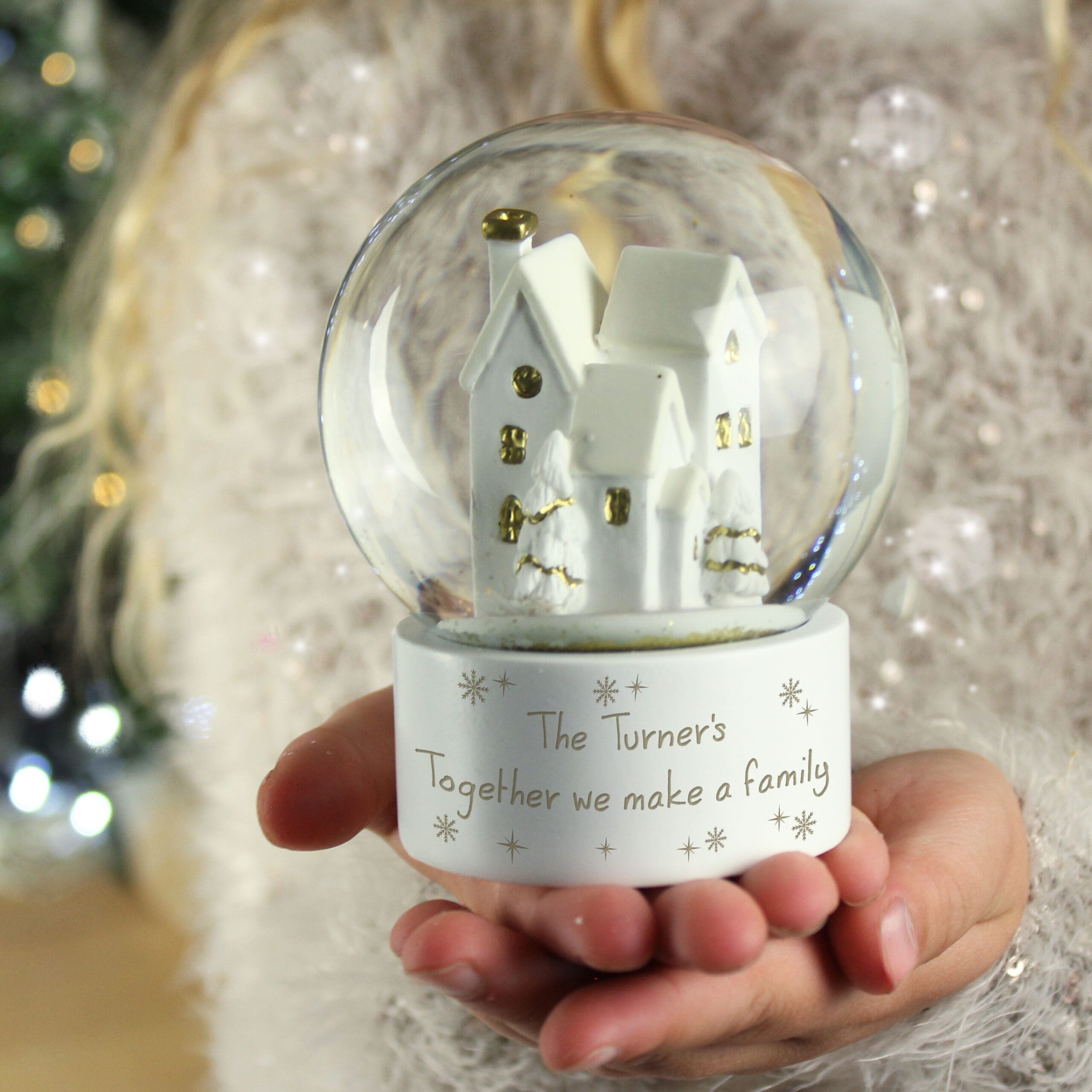 Personalised Message Village Glitter Snow Globe 1 Personalised Message Village Glitter Snow Globe
