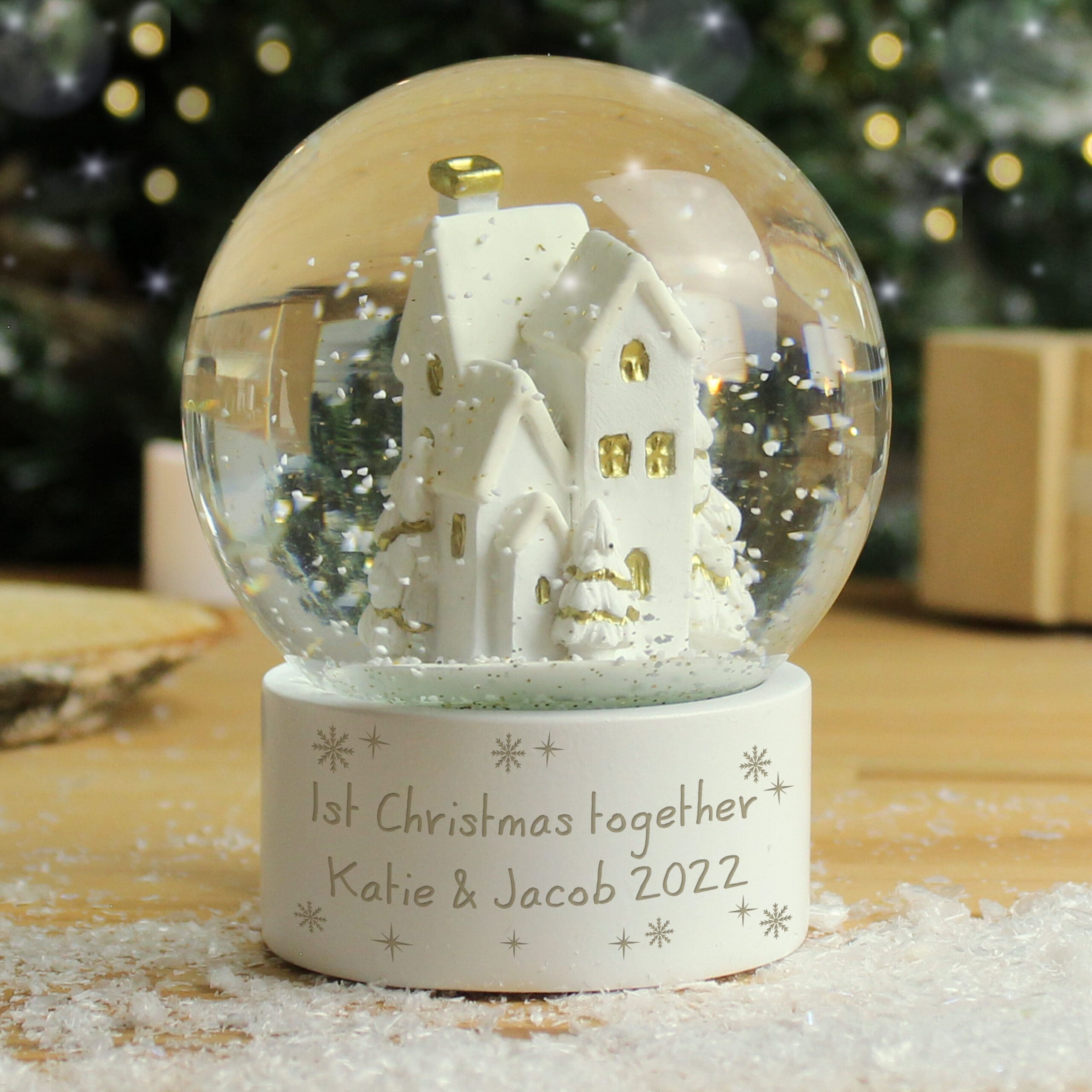 Personalised Message Village Glitter Snow Globe 2 Personalised Message Village Glitter Snow Globe