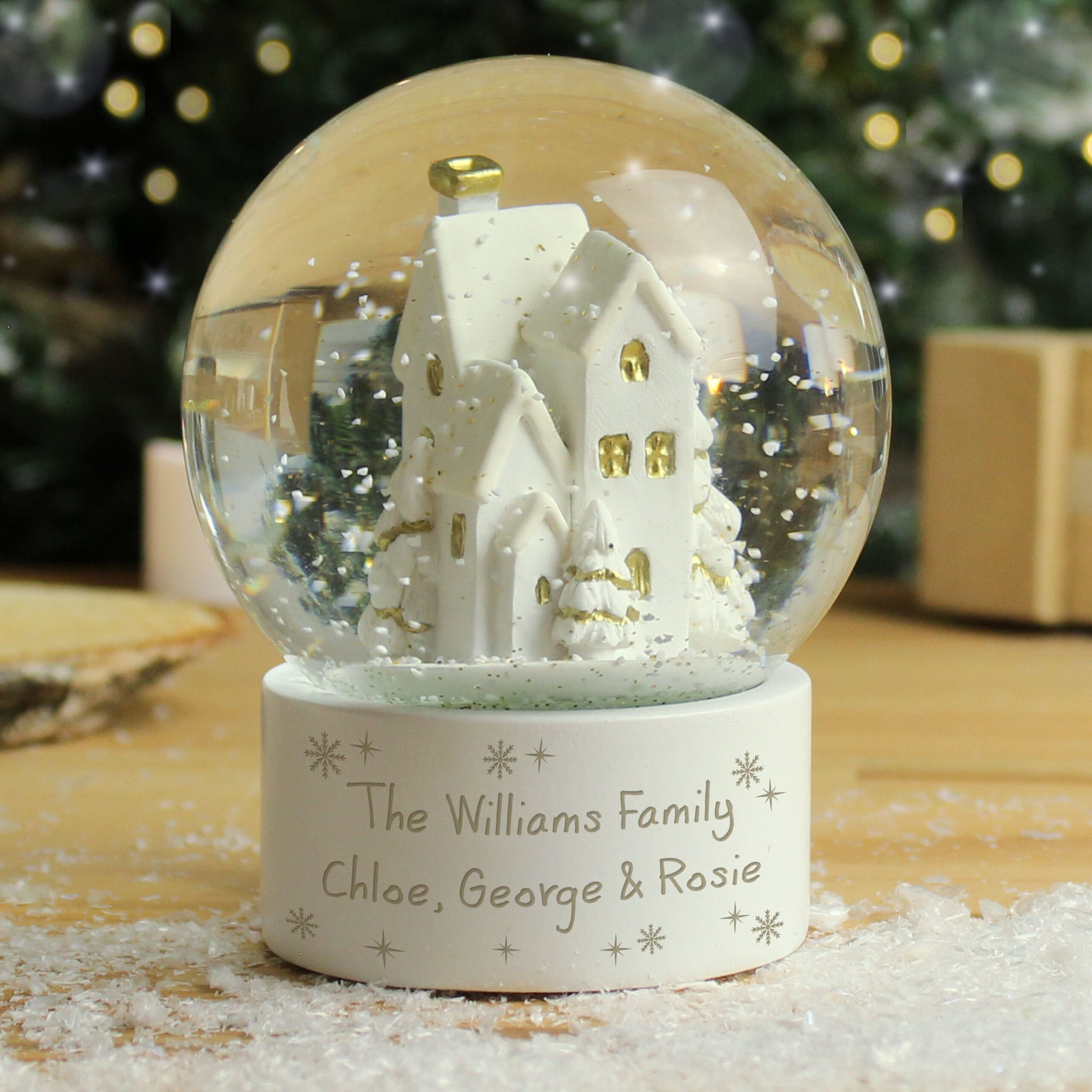 Personalised Message Village Glitter Snow Globe 4 Personalised Message Village Glitter Snow Globe