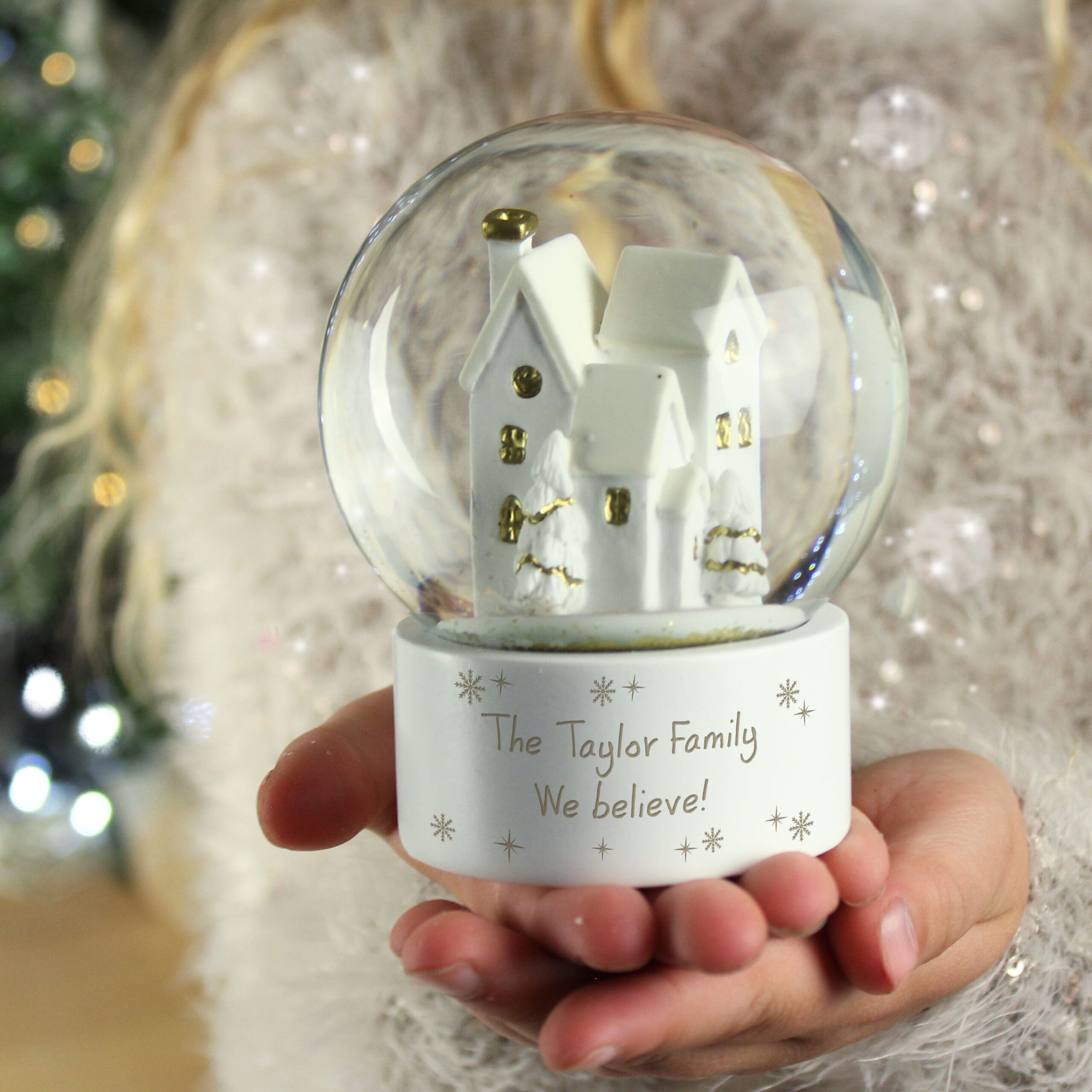 Personalised Message Village Glitter Snow Globe 6 Personalised Message Village Glitter Snow Globe