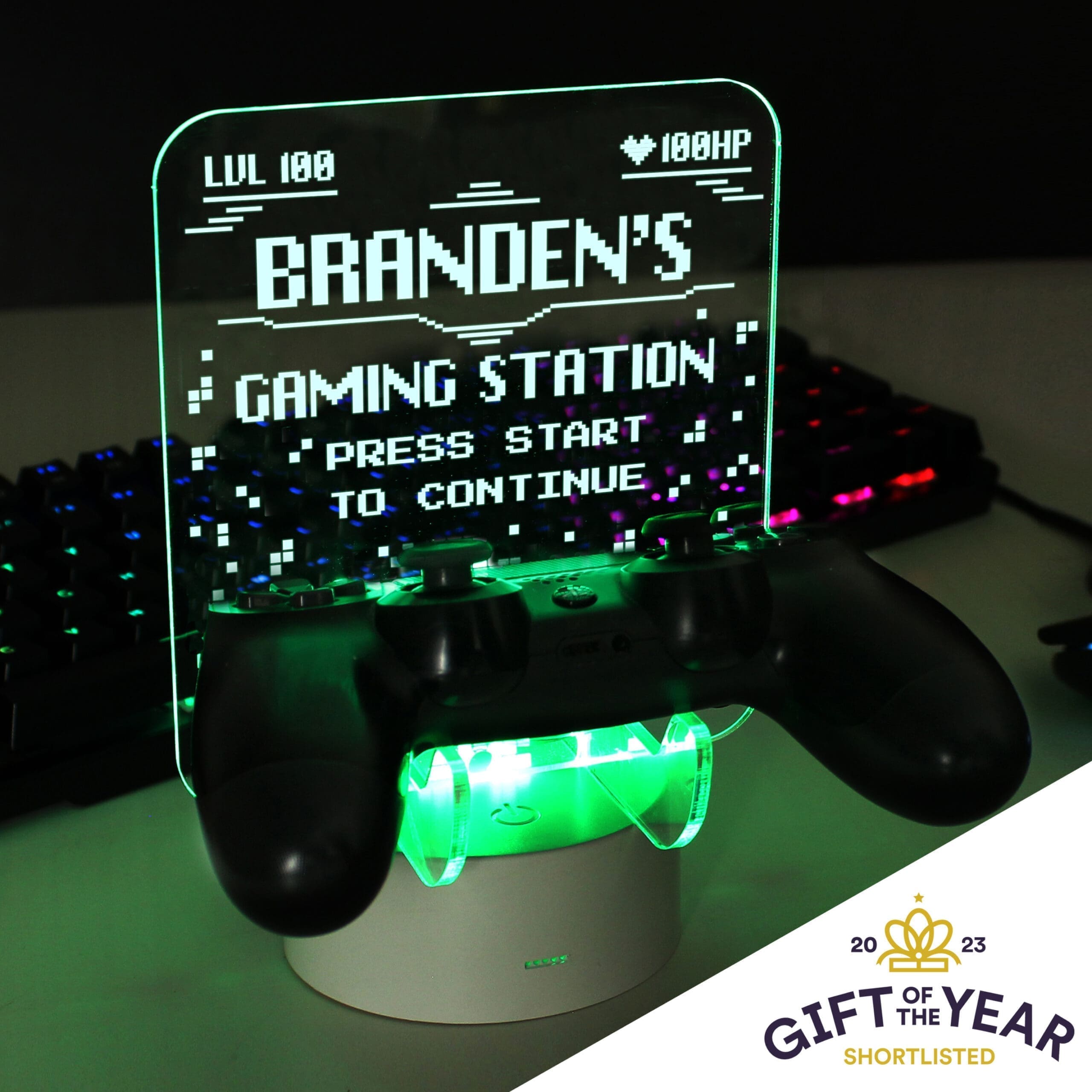Personalised Gaming Controller Holder LED Colour Changing Light 1 Personalised Gaming Controller Holder LED Colour Changing Light