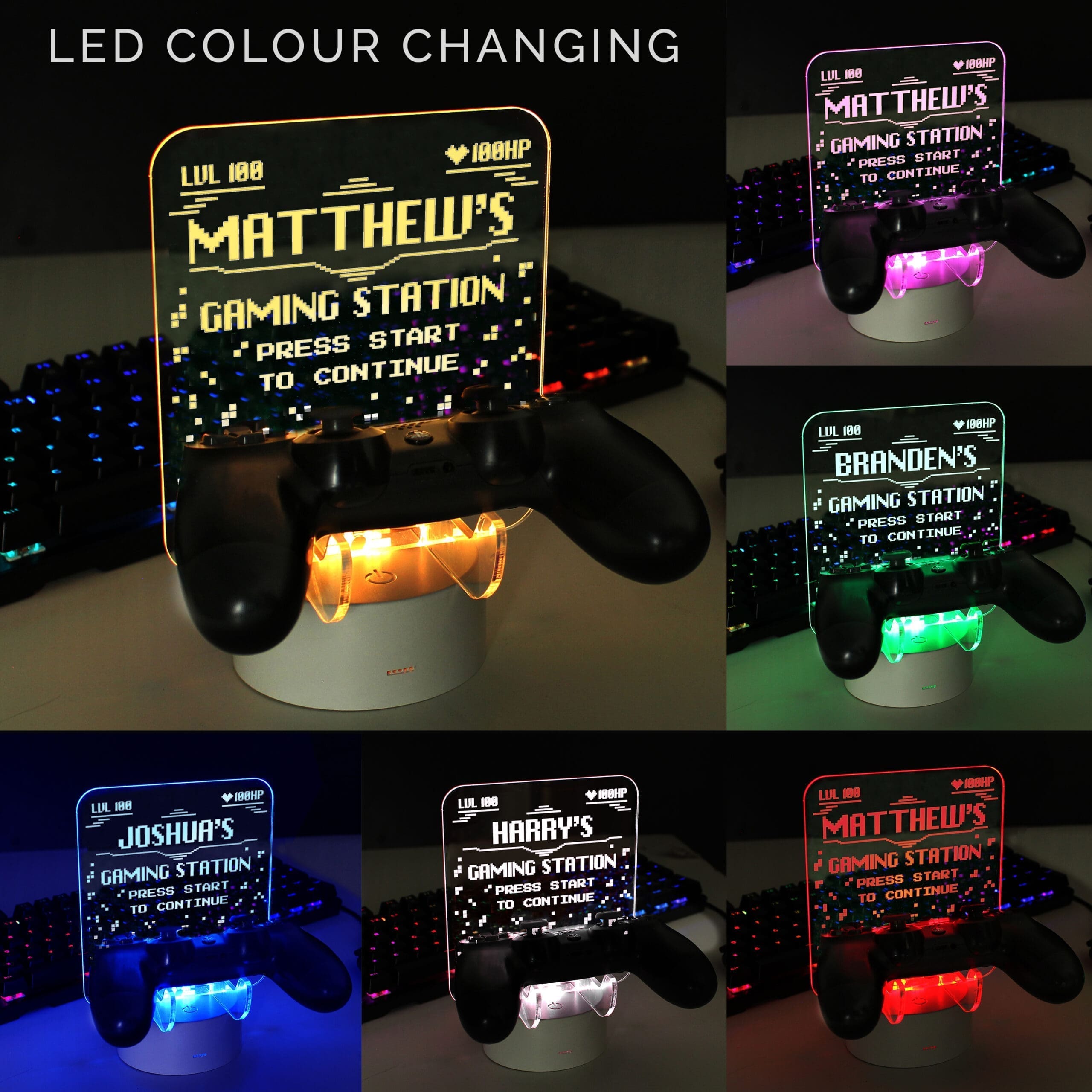 Personalised Gaming Controller Holder LED Colour Changing Light 3 Personalised Gaming Controller Holder LED Colour Changing Light