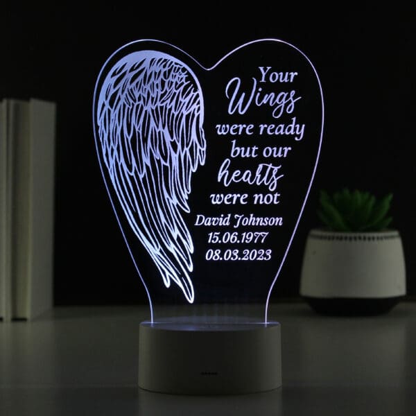 Personalised Angel Wings Memorial Colour Changing LED Light 5 Personalised Angel Wings Memorial Colour Changing LED Light