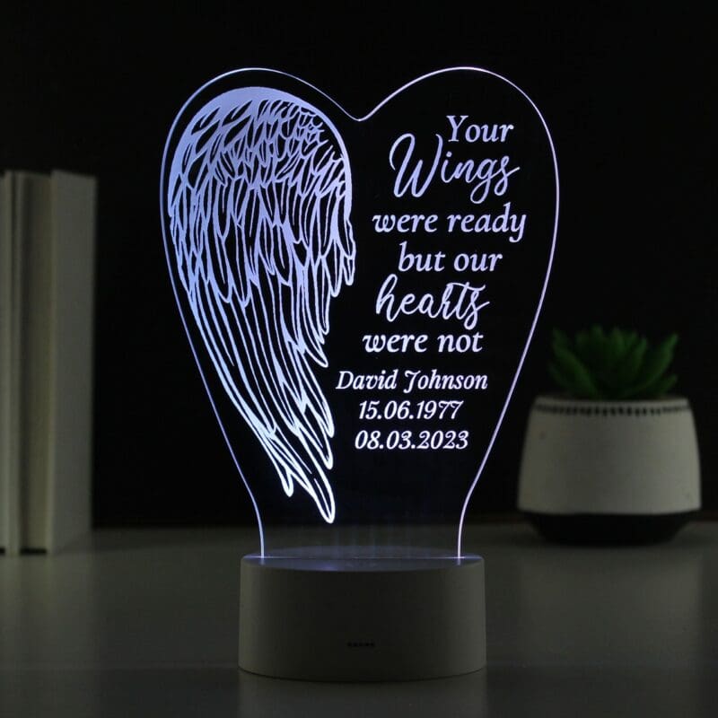 Personalised Angel Wings Memorial Colour Changing LED Light