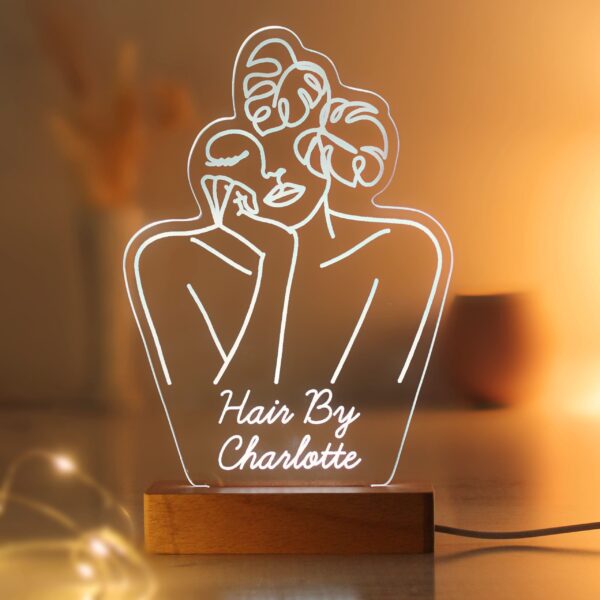 Personalised Fleur Line Art Wooden Based LED Light 7 Personalised Fleur Line Art Wooden Based LED Light