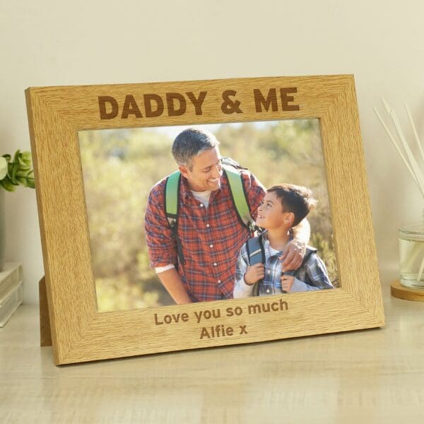 Personalised Daddy & Me 5x7 Landscape Wooden Photo Frame