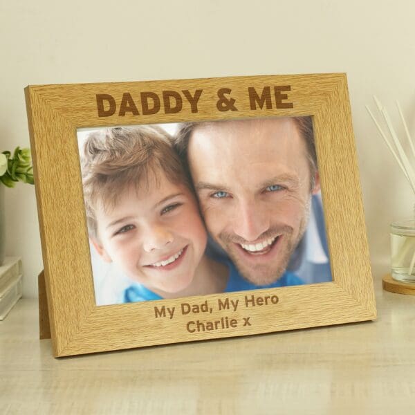Personalised Daddy & Me 5x7 Landscape Wooden Photo Frame