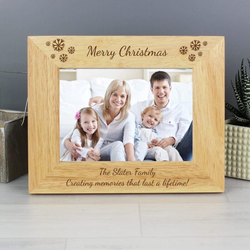 Personalised Snowflake 5x7 Landscape Wooden Photo Frame