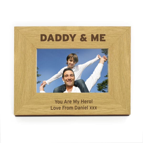 Personalised Oak Finish 6x4 Daddy & Me Photo Frame