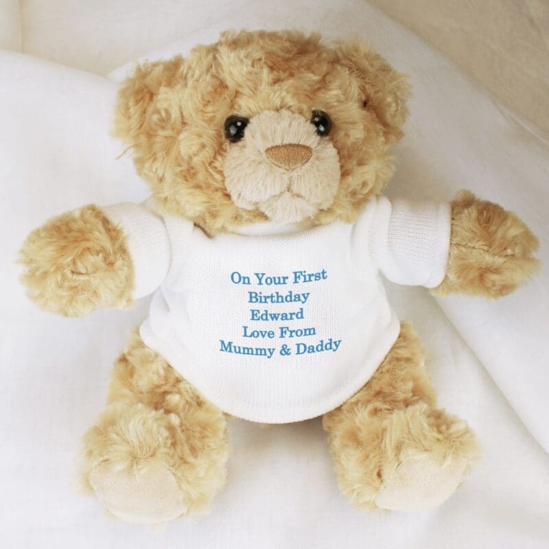 Personalised Message Teddy Bear - Blue