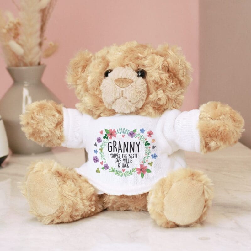 Personalised Floral Teddy Bear