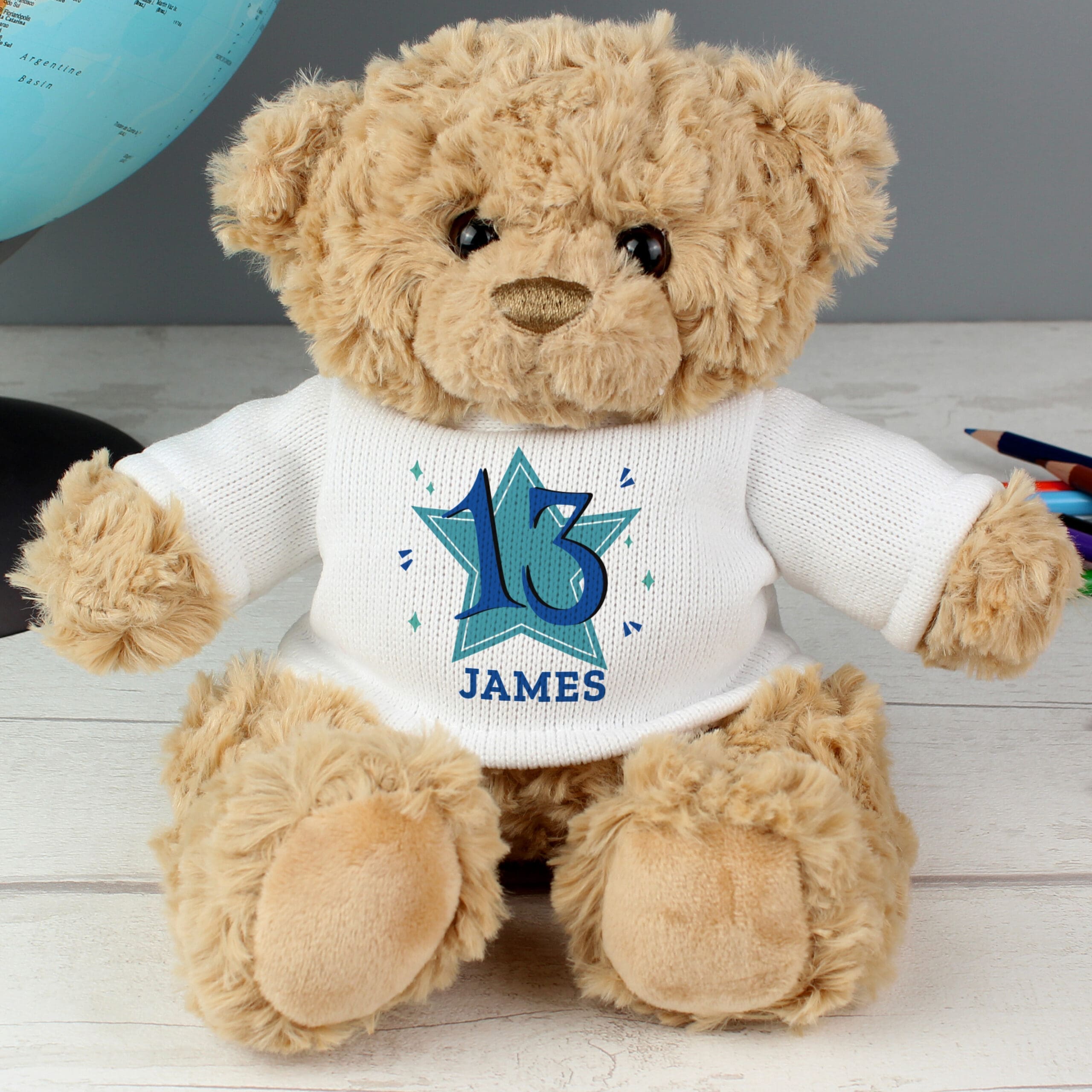 Personalised Blue Big Age Teddy Bear 2 Personalised Blue Big Age Teddy Bear