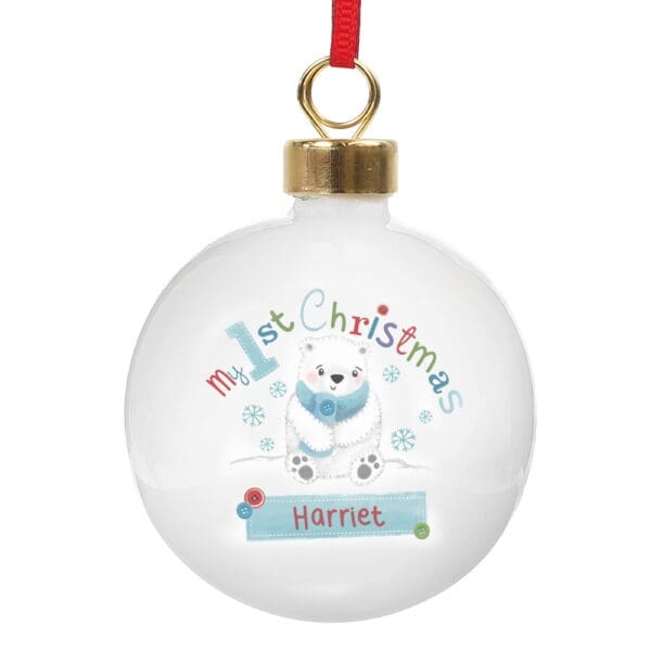 Personalised Polar Bear My 1st Chistmas Bauble