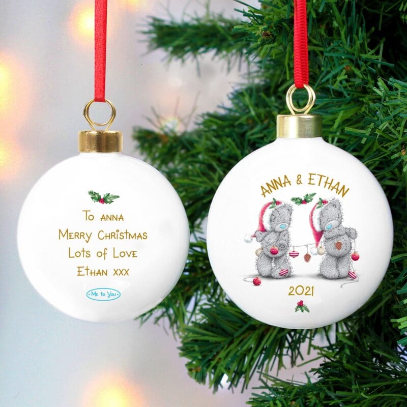 Personalised Me to You Christmas Couple's Bauble