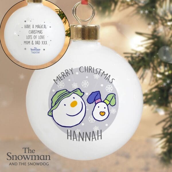 Personalised The Snowman and the Snowdog Bauble