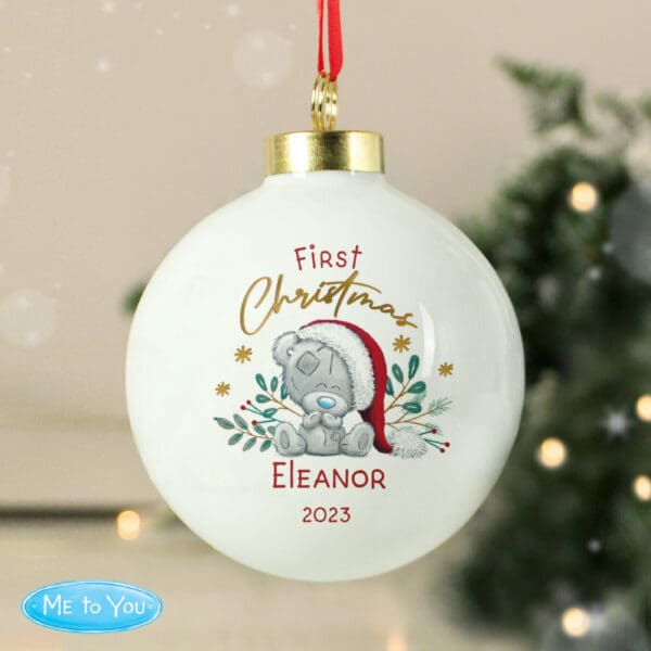 Personalised First Christmas Tiny Tatty Teddy Bauble