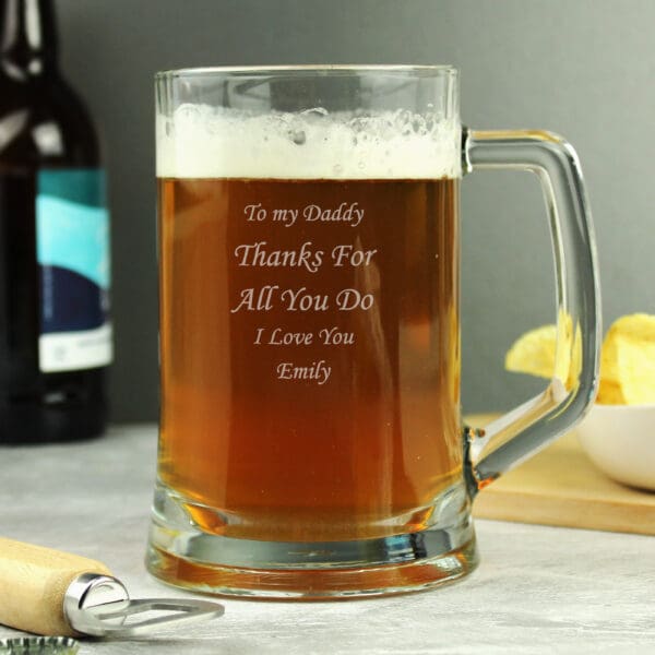 Engraved Personalised Glass Pint Stern Tankard 16 Engraved Personalised Glass Pint Stern Tankard