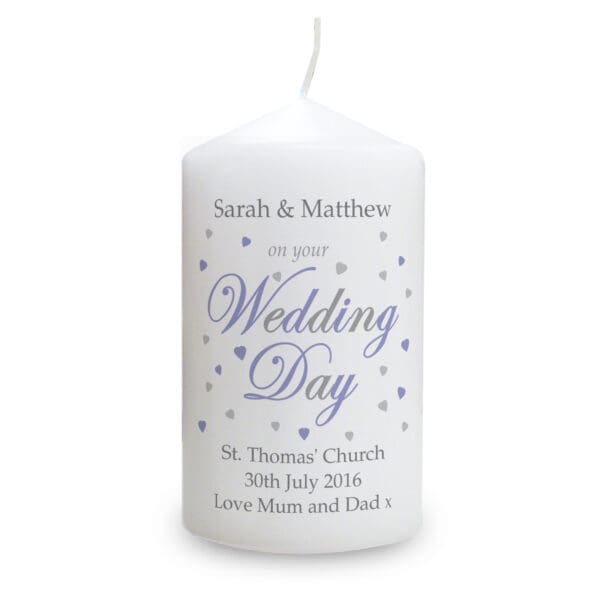 Personalised Wedding Day Pillar Candle