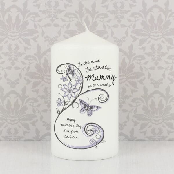 Personalised Flower Pattern Pillar Candle