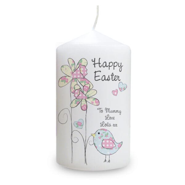 Personalised Daffodil Chick Easter Pillar Candle